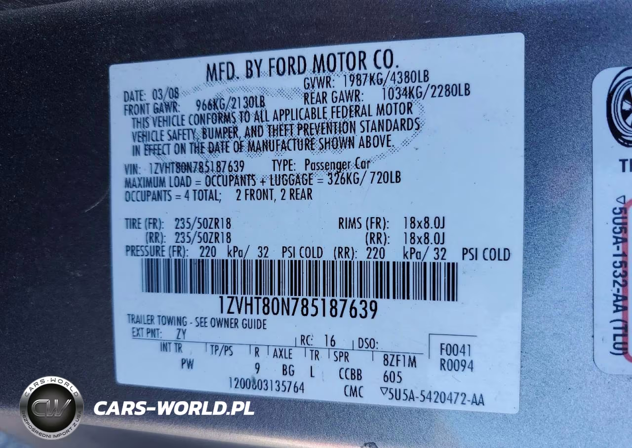 2008 Ford Mustang VIN:1ZVHT80N785187639 - 12