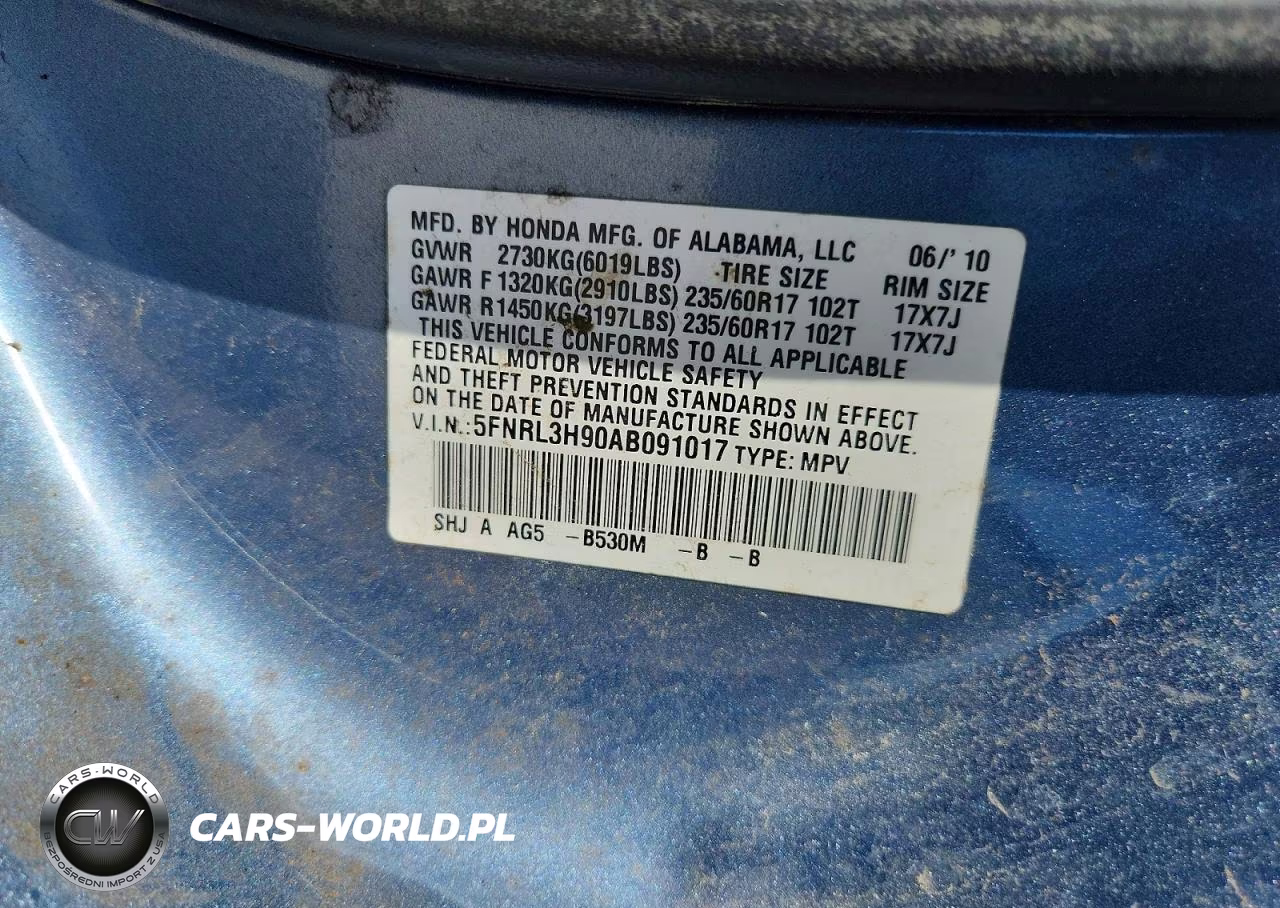 2010 Honda Odyssey Touring VIN:5FNRL3H90AB091017 - 12