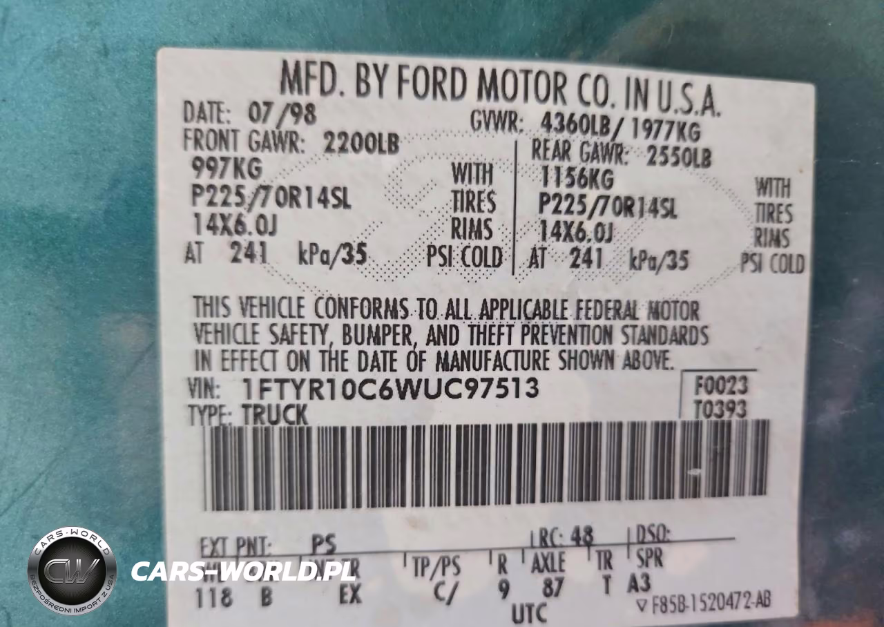 1998 Ford Ranger VIN:1FTYR10C6WUC97513 - 12