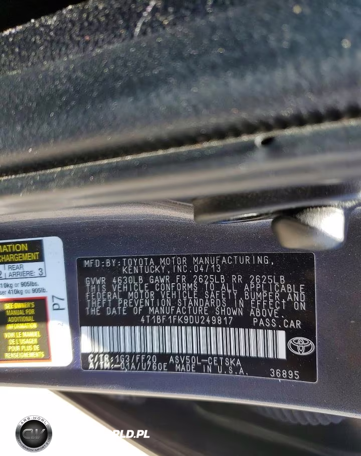2013 Toyota Camry Se VIN:4T1BF1FK9DU249817 - 12
