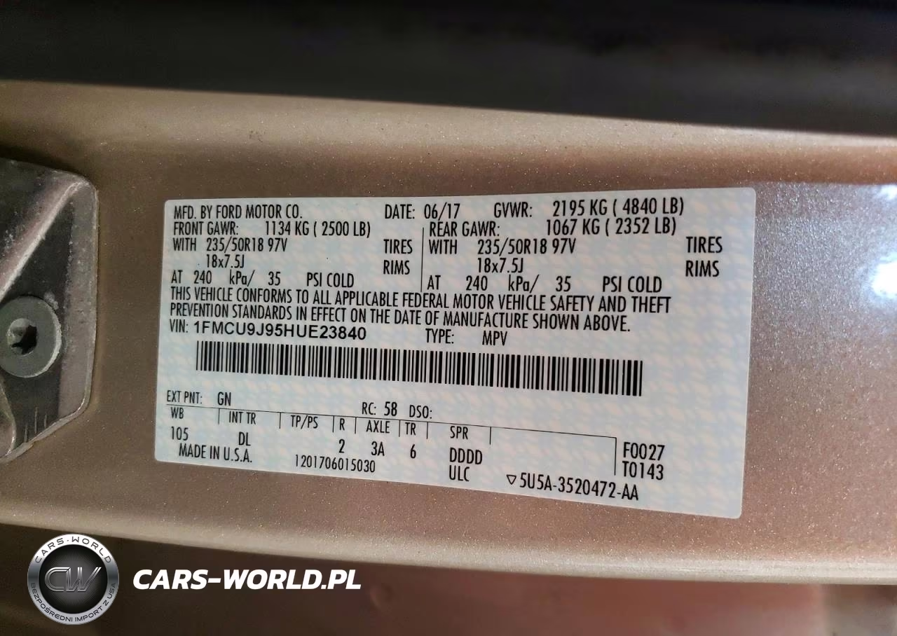2017 Ford Escape Titanium VIN:1FMCU9J95HUE23840 - 14