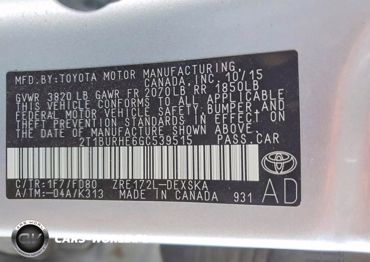 2016 Toyota Corolla S Plus VIN:2T1BURHE6GC539515 - 12