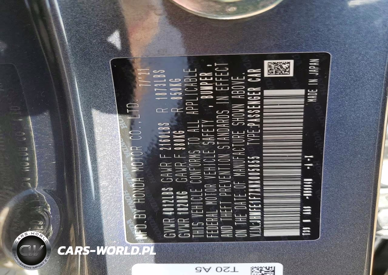 2022 Honda Civic Ex VIN:JHMFE1F7XNX005855 - 12