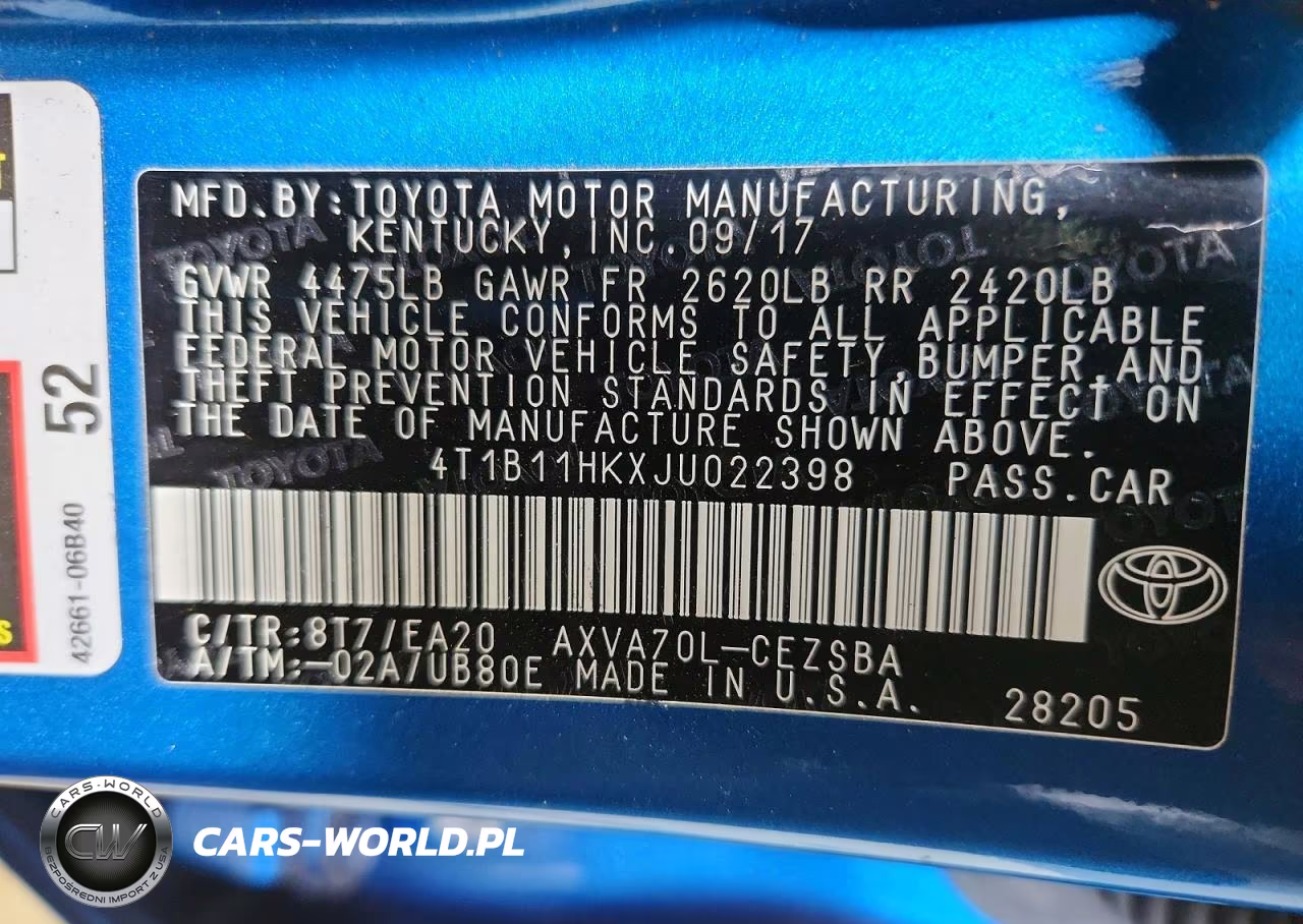 2018 Toyota Camry Se VIN:4T1B11HKXJU022398 - 12