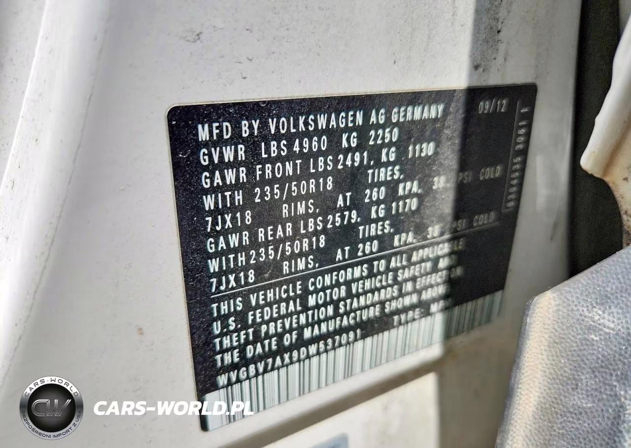 2013 Volkswagen Tiguan S VIN:WVGBV7AX9DW537091 - 13