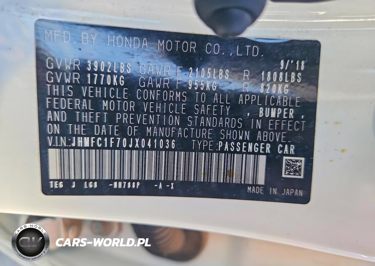2018 Honda Civic Exl VIN:JHMFC1F70JX041036 - 12