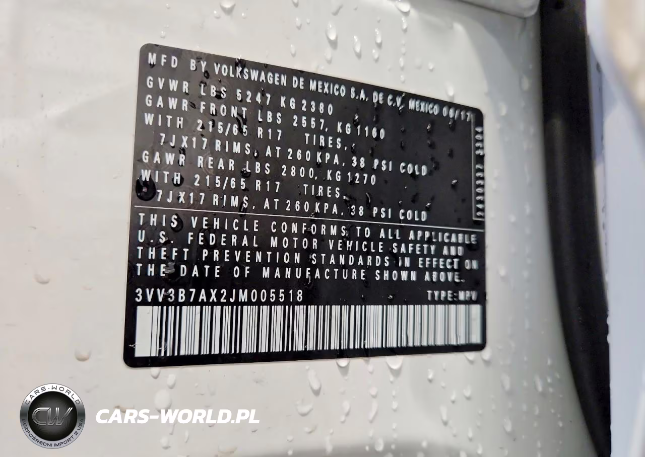 2018 Volkswagen Tiguan Se VIN:3VV3B7AX2JM005518 - 13
