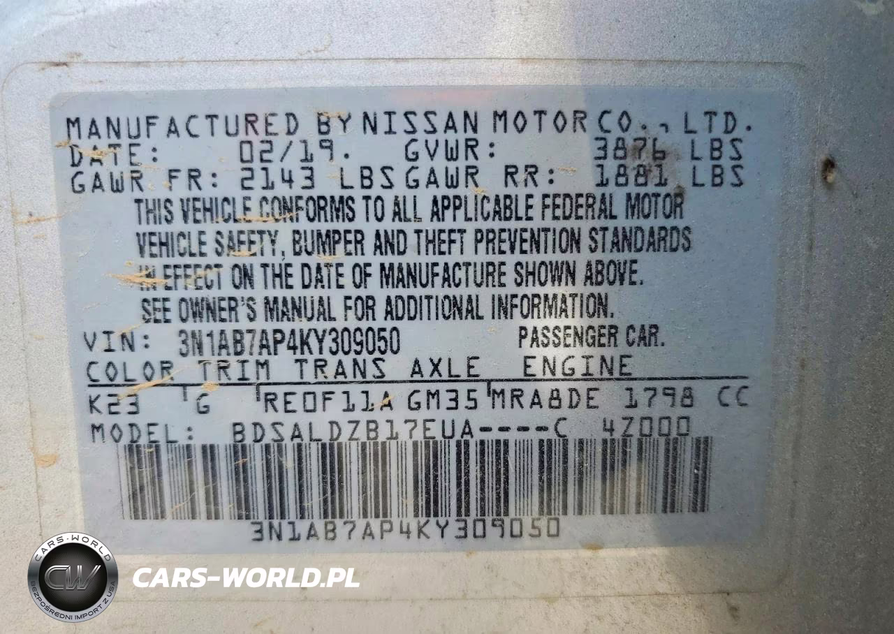 2019 Nissan Sentra Sv VIN:3N1AB7AP4KY309050 - 13