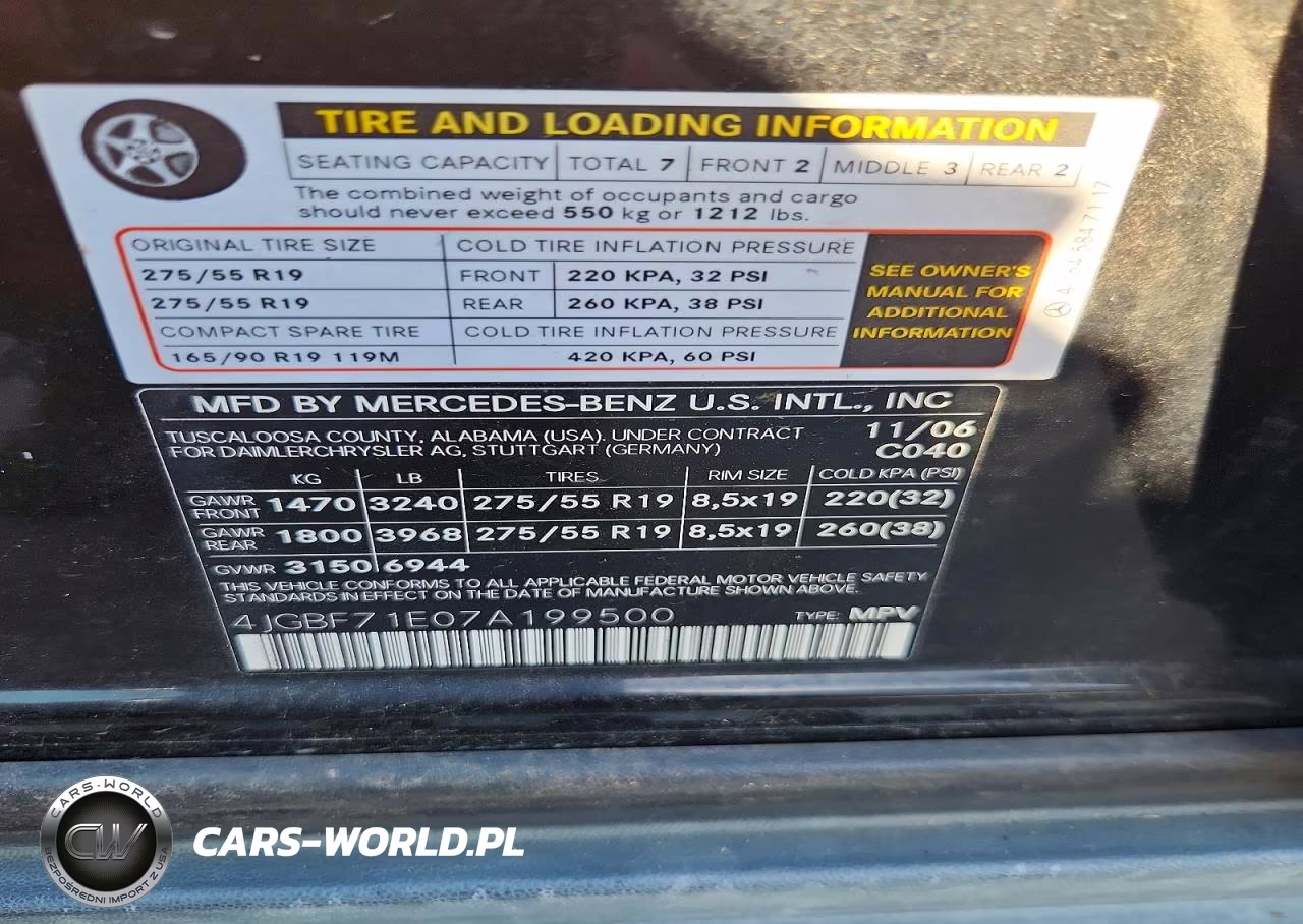 2007 Mercedes-Benz Gl 450 4Matic VIN:4JGBF71E07A199500 - 12