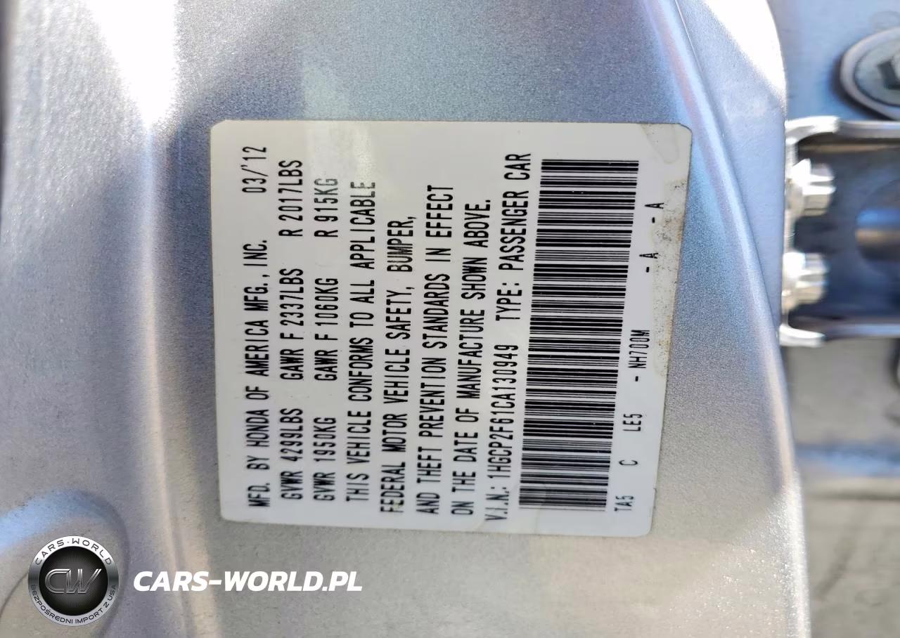 2012 Honda Accord Se VIN:1HGCP2F61CA130949 - 12