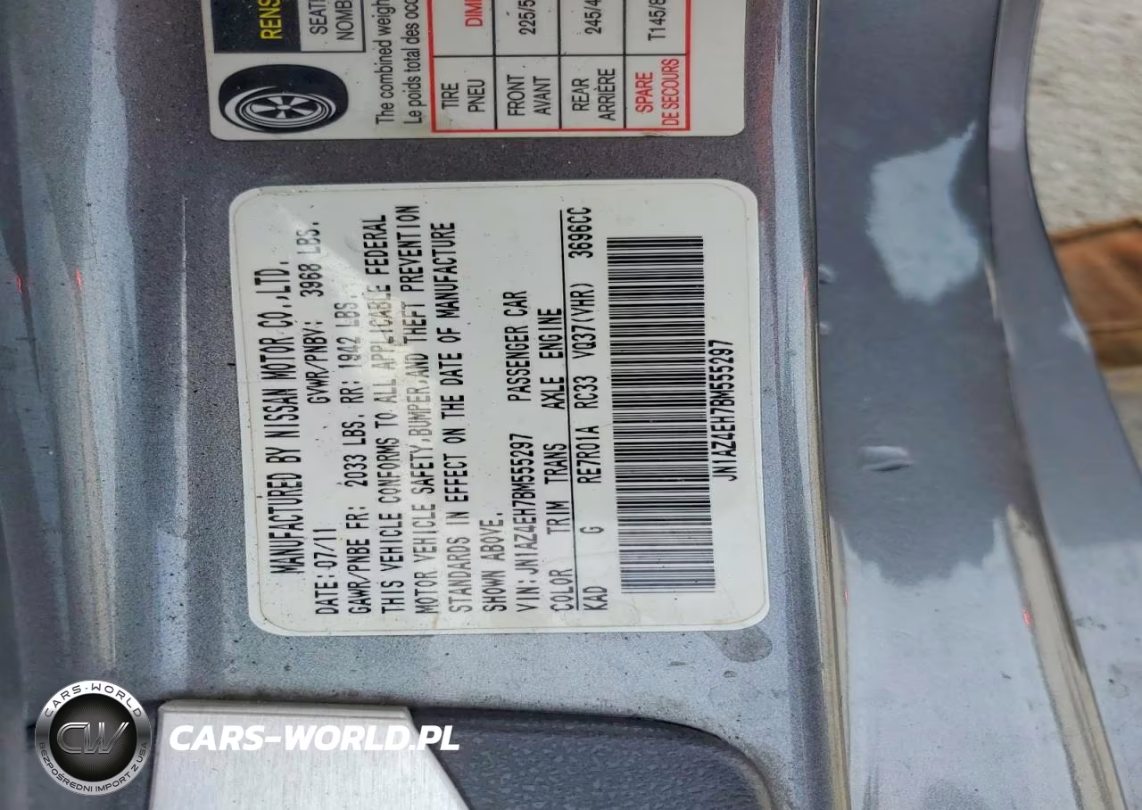 2011 Nissan 370Z Base VIN:JN1AZ4EH7BM555297 - 12