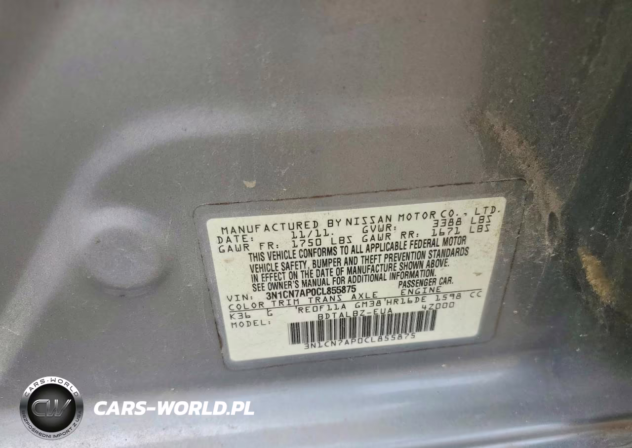 2012 Nissan Versa 1.6 S VIN:3N1CN7AP0CL855875 - 12