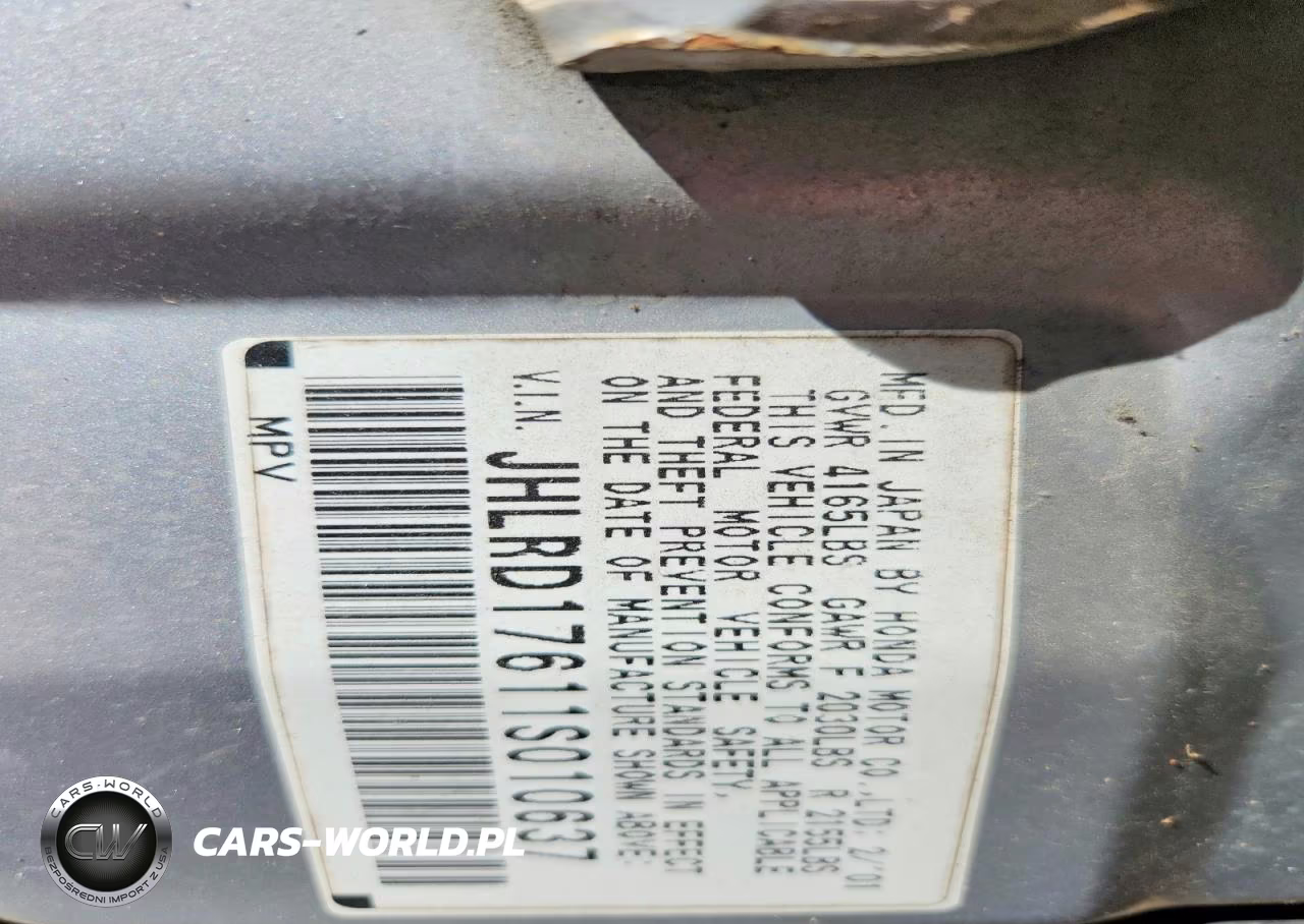 2001 Honda Cr-V Ex VIN:JHLRD17611S010637 - 12