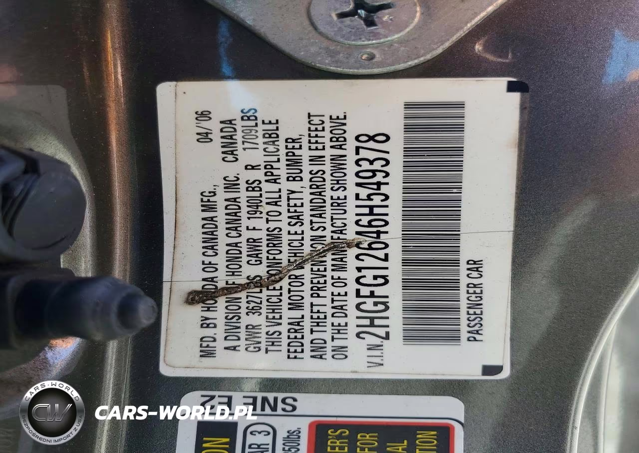 2006 Honda Civic Lx VIN:2HGFG12646H549378 - 13