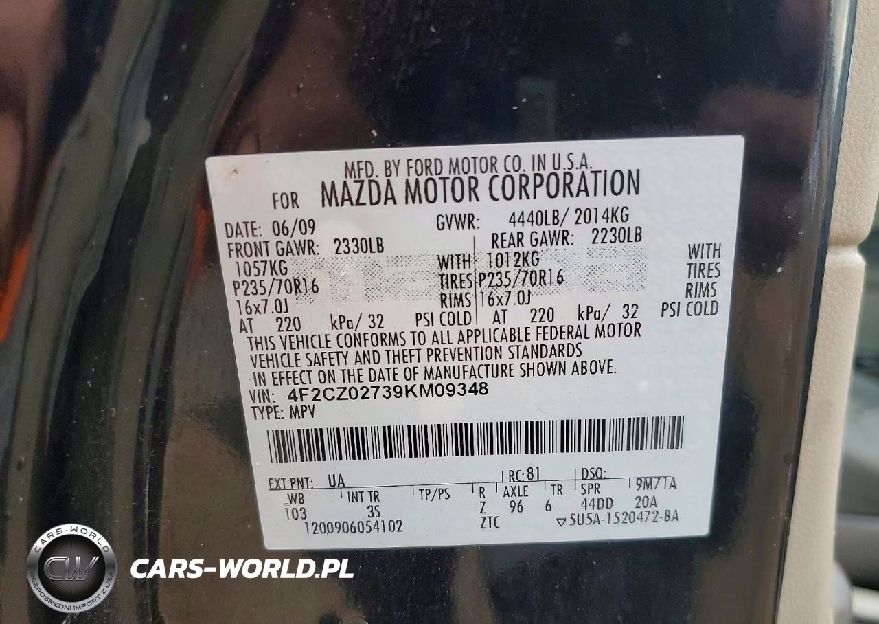 2009 Mazda Tribute I VIN:4F2CZ02739KM09348 - 12