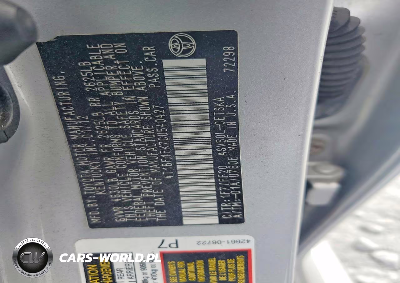 2012 Toyota Camry Se VIN:4T1BF1FK7CU540427 - 13