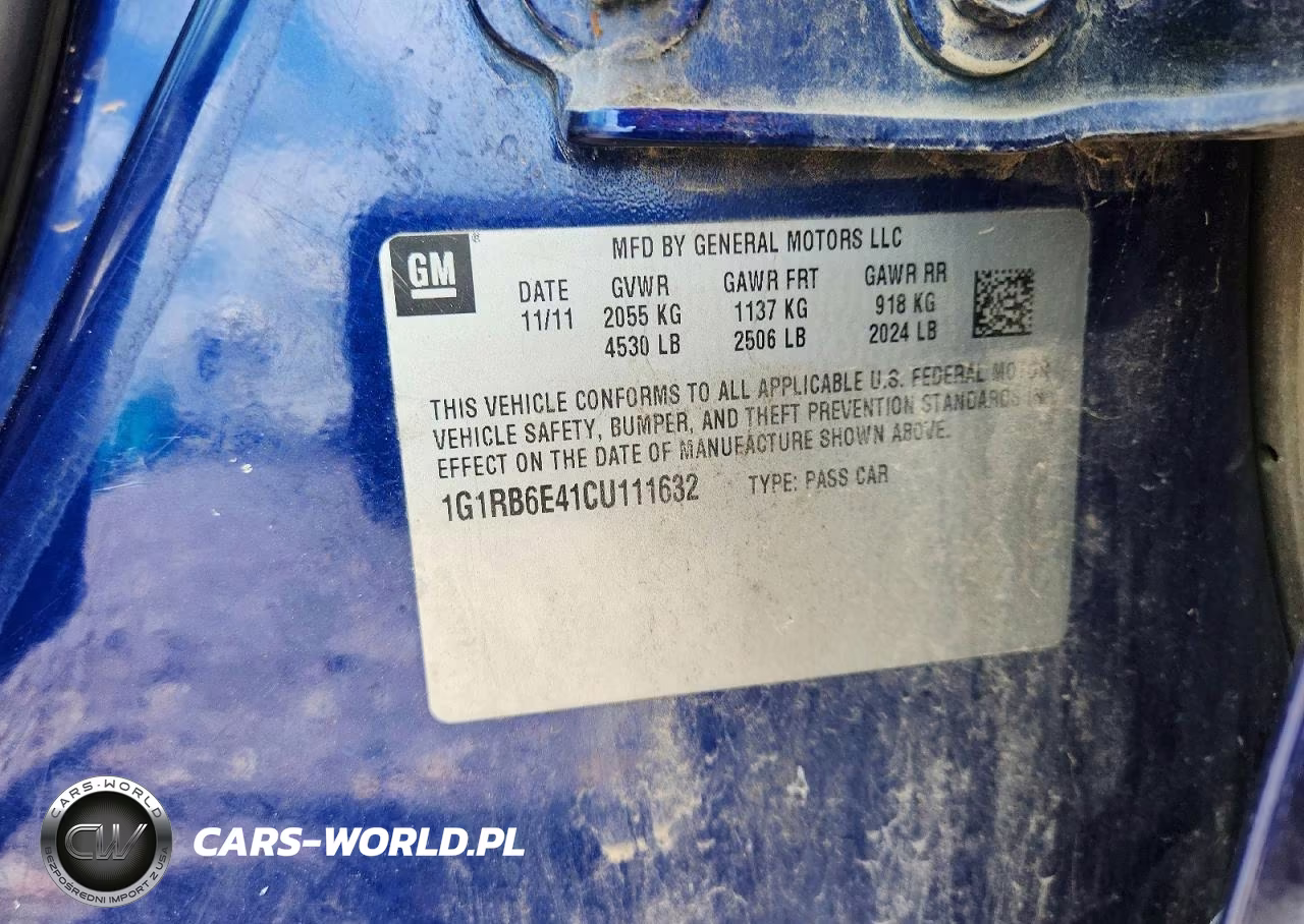 2012 Chevrolet Volt VIN:1G1RB6E41CU111632 - 12