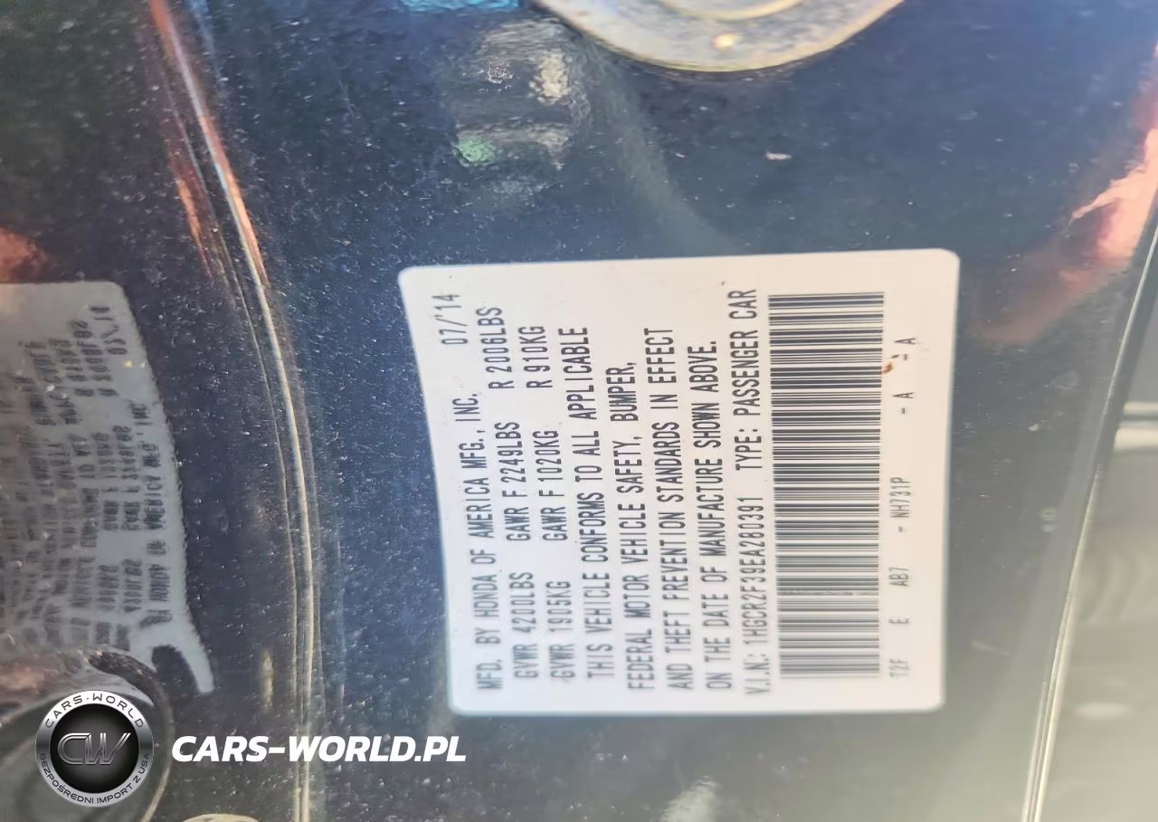 2014 Honda Accord Lx VIN:1HGCR2F39EA280391 - 12