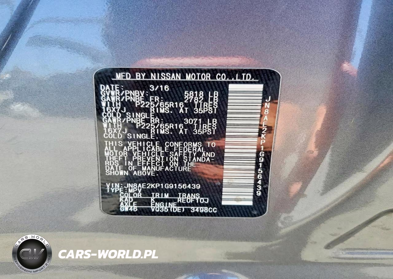 2016 Nissan Quest 3.5 Sv VIN:JN8AE2KP1G9156439 - 13