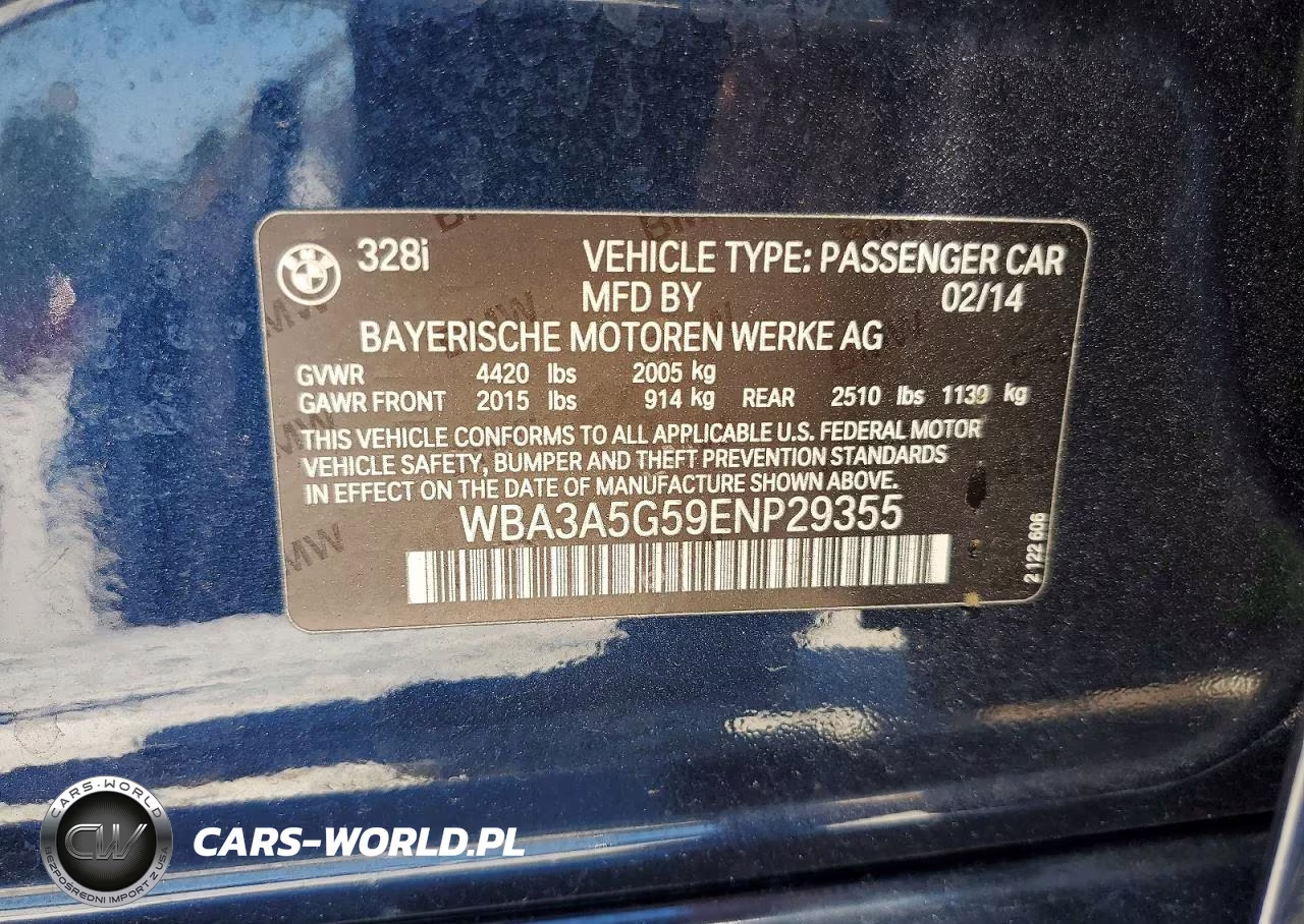 2014 BMW 328 I VIN:WBA3A5G59ENP29355 - 13