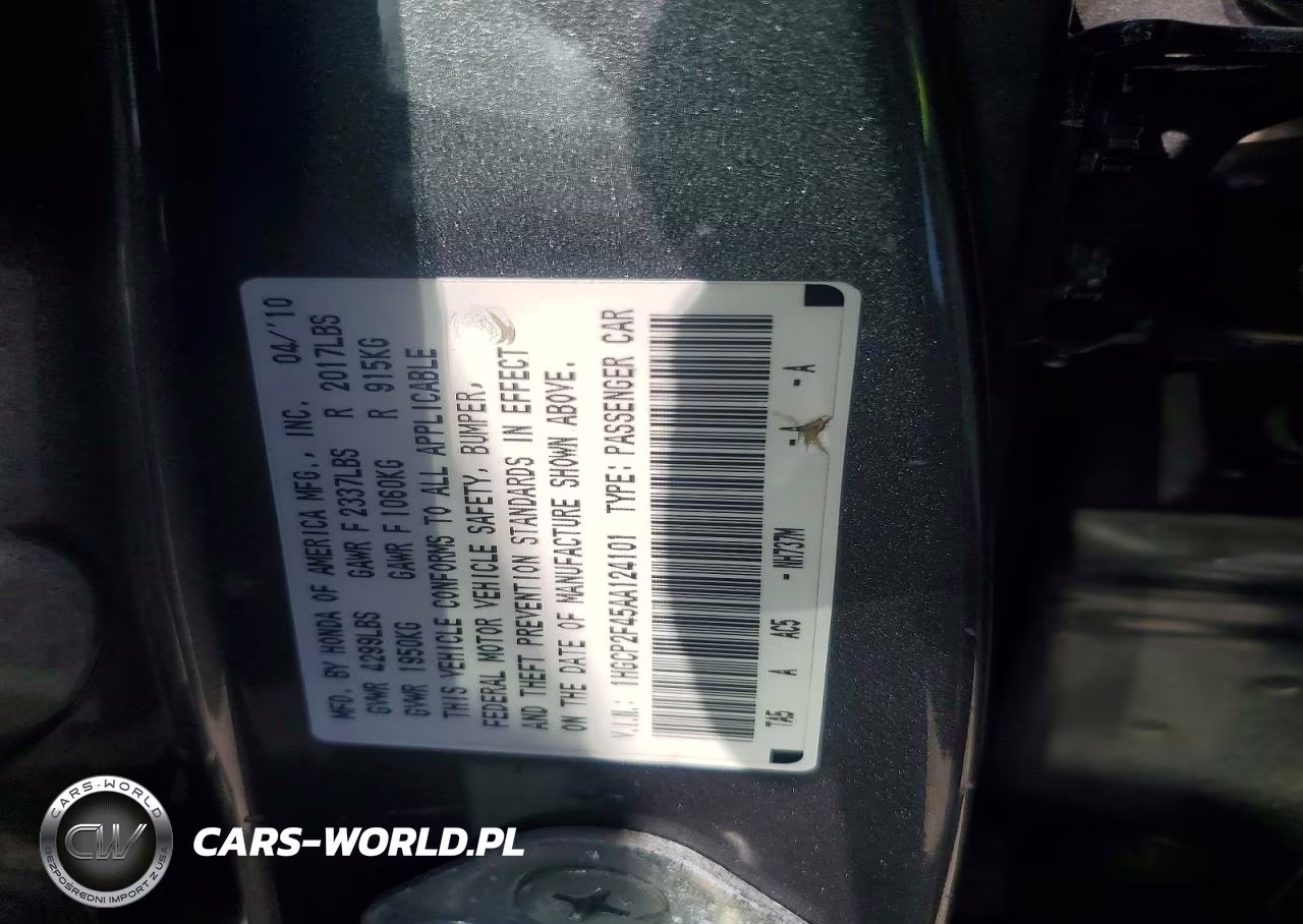 2010 Honda Accord Lxp VIN:1HGCP2F45AA124101 - 12