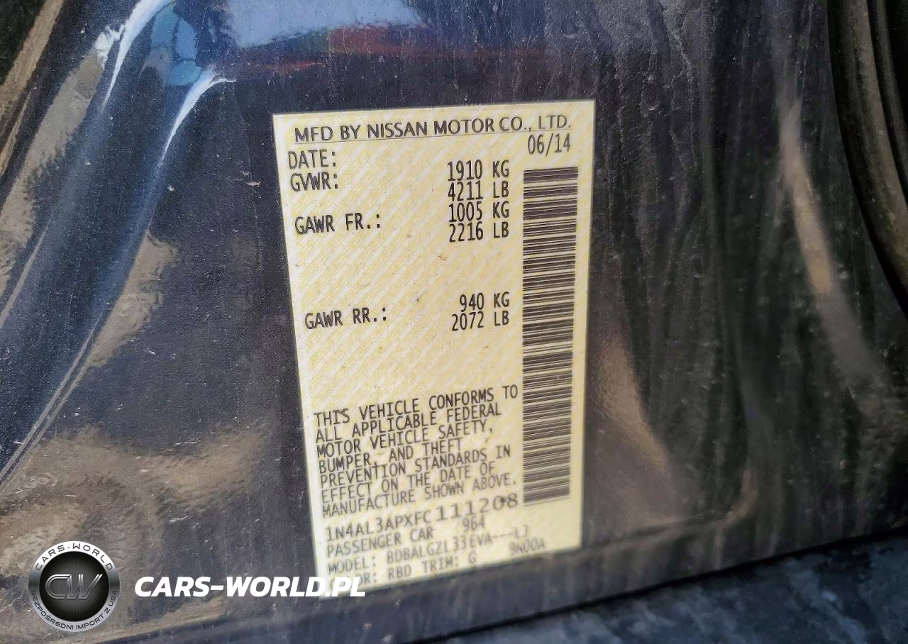 2015 Nissan Altima 2.5 S VIN:1N4AL3APXFC111208 - 12