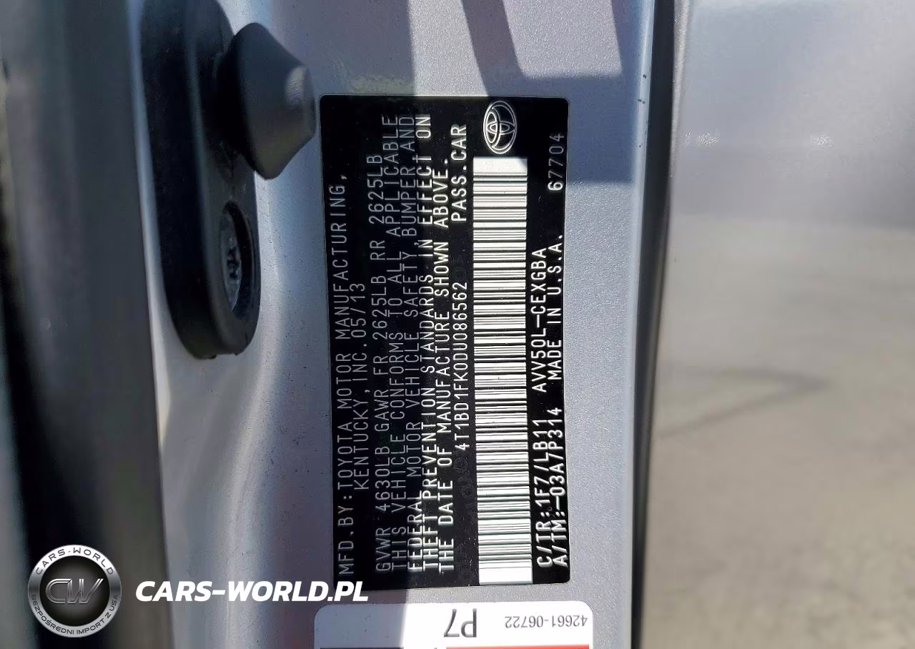 2013 Toyota Camry Hybrid VIN:4T1BD1FK0DU086562 - 12