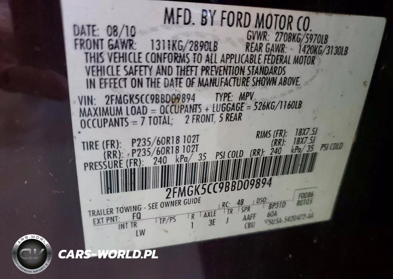 2011 Ford Flex Sel VIN:2FMGK5CC9BBD09894 - 13