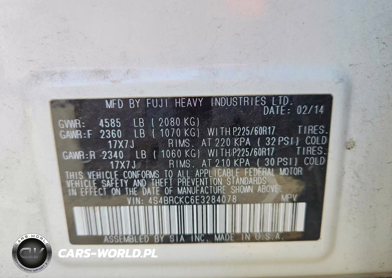 2014 Subaru Outback 2.5I Limited VIN:4S4BRCKC6E3284078 - 13