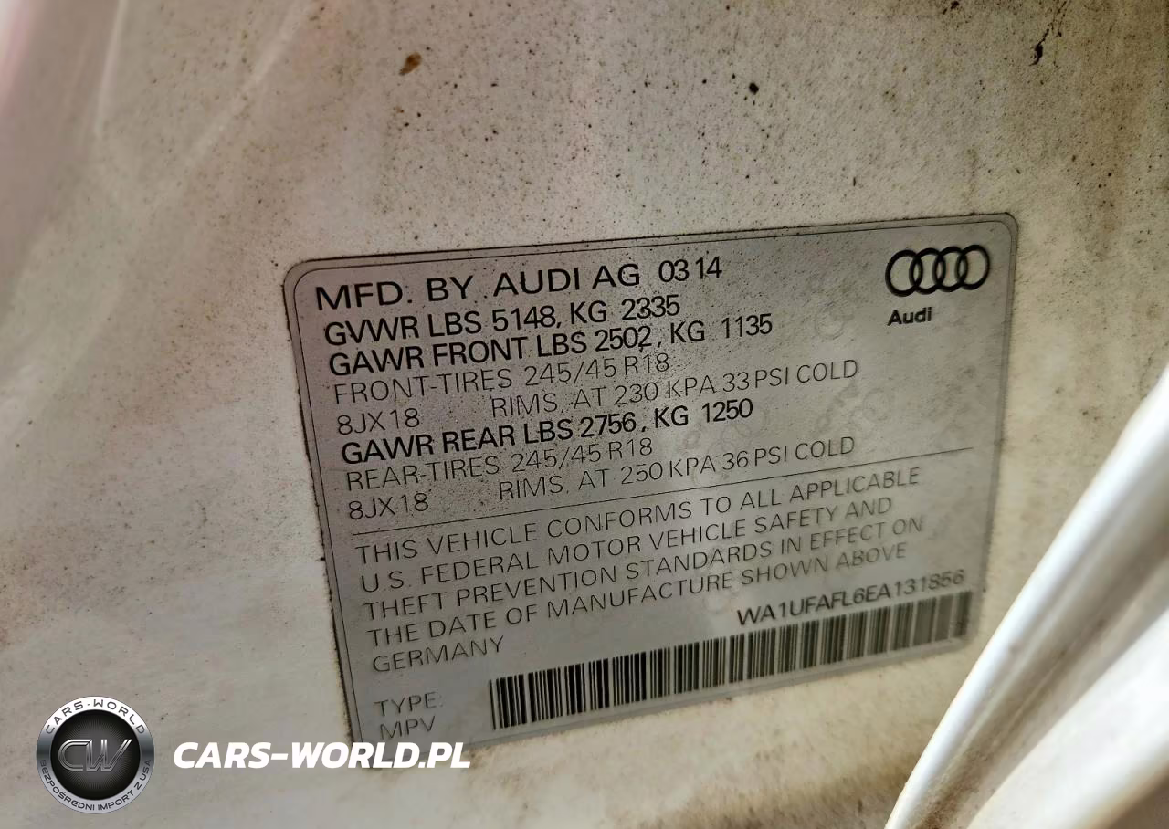 2014 Audi A4 Allroad Premium Plus VIN:WA1UFAFL6EA131856 - 13