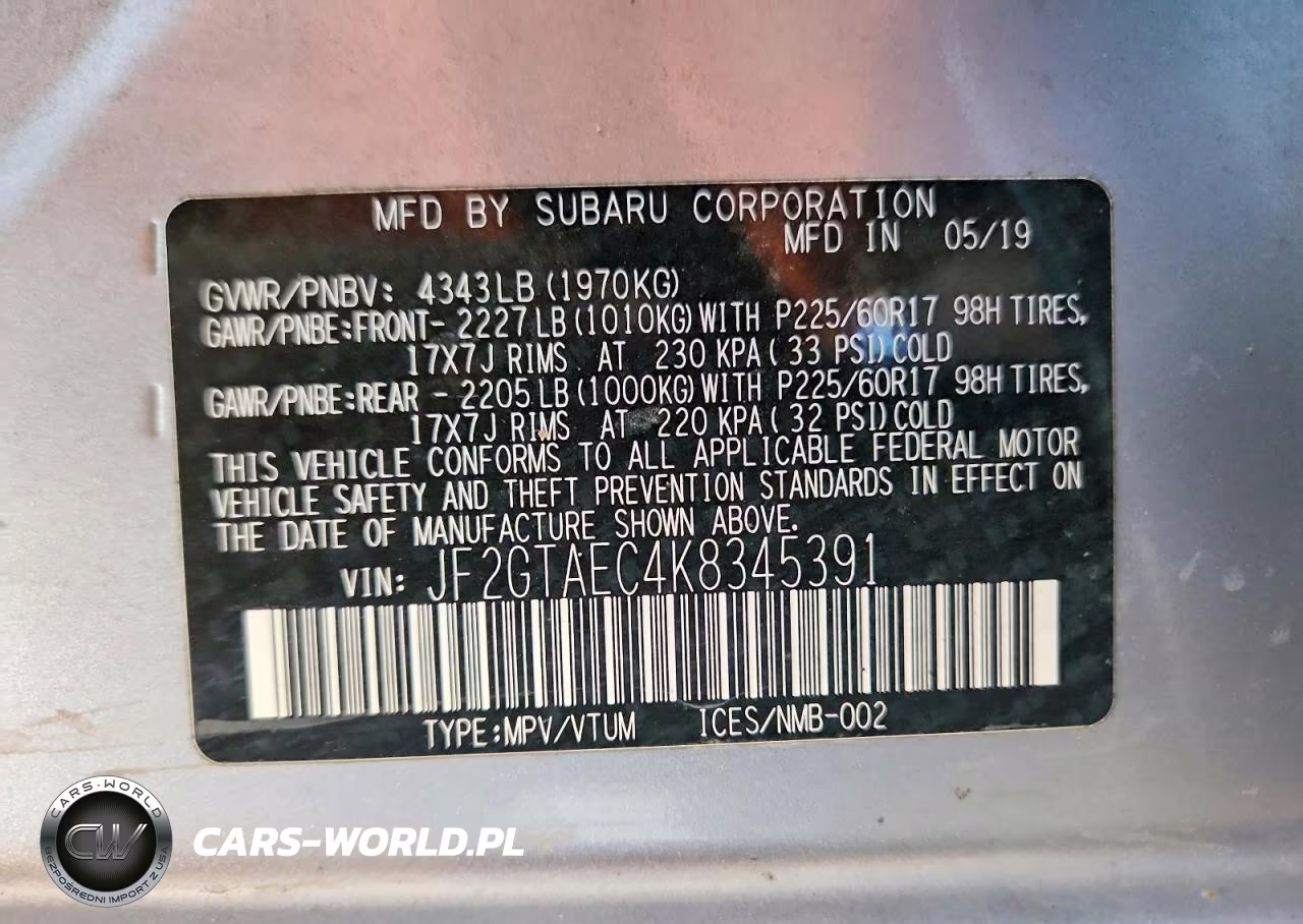 2019 Subaru Crosstrek Premium VIN:JF2GTAEC4K8345391 - 12