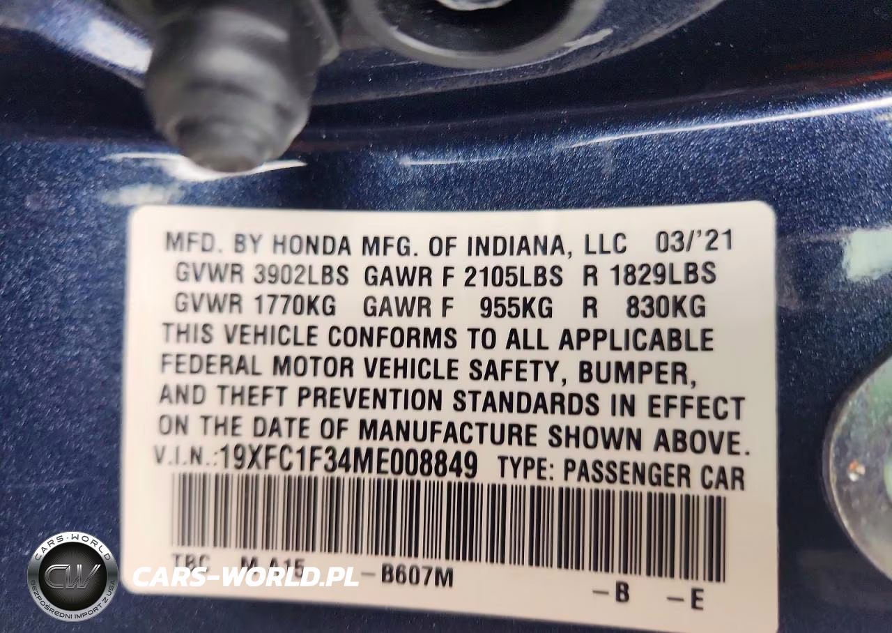 2021 Honda Civic Ex VIN:19XFC1F34ME008849 - 12