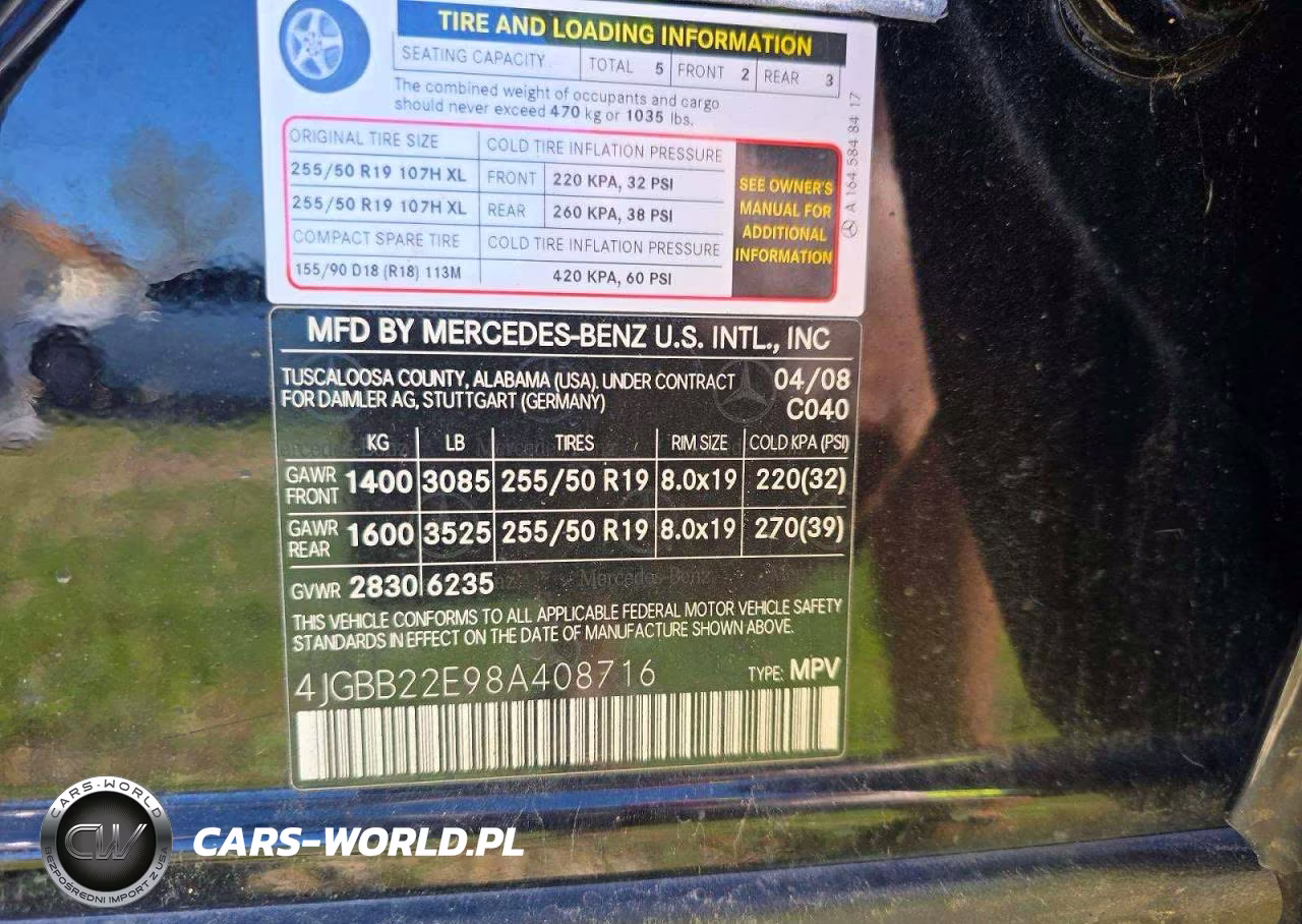 2008 Mercedes-Benz Ml 320 Cdi VIN:4JGBB22E98A408716 - 10