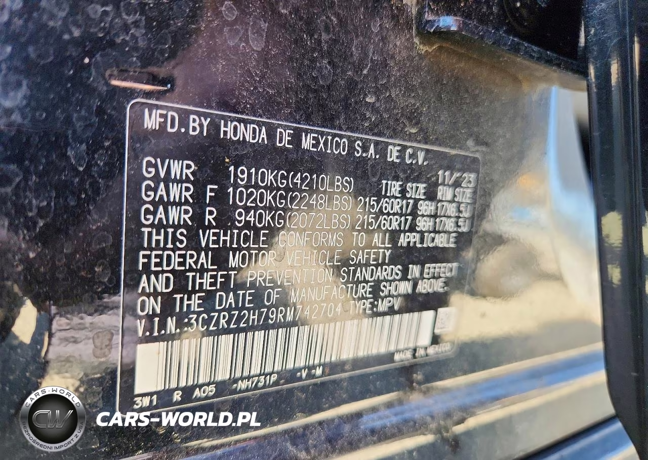 2024 Honda Hr-V Exl VIN:3CZRZ2H79RM742704 - 13