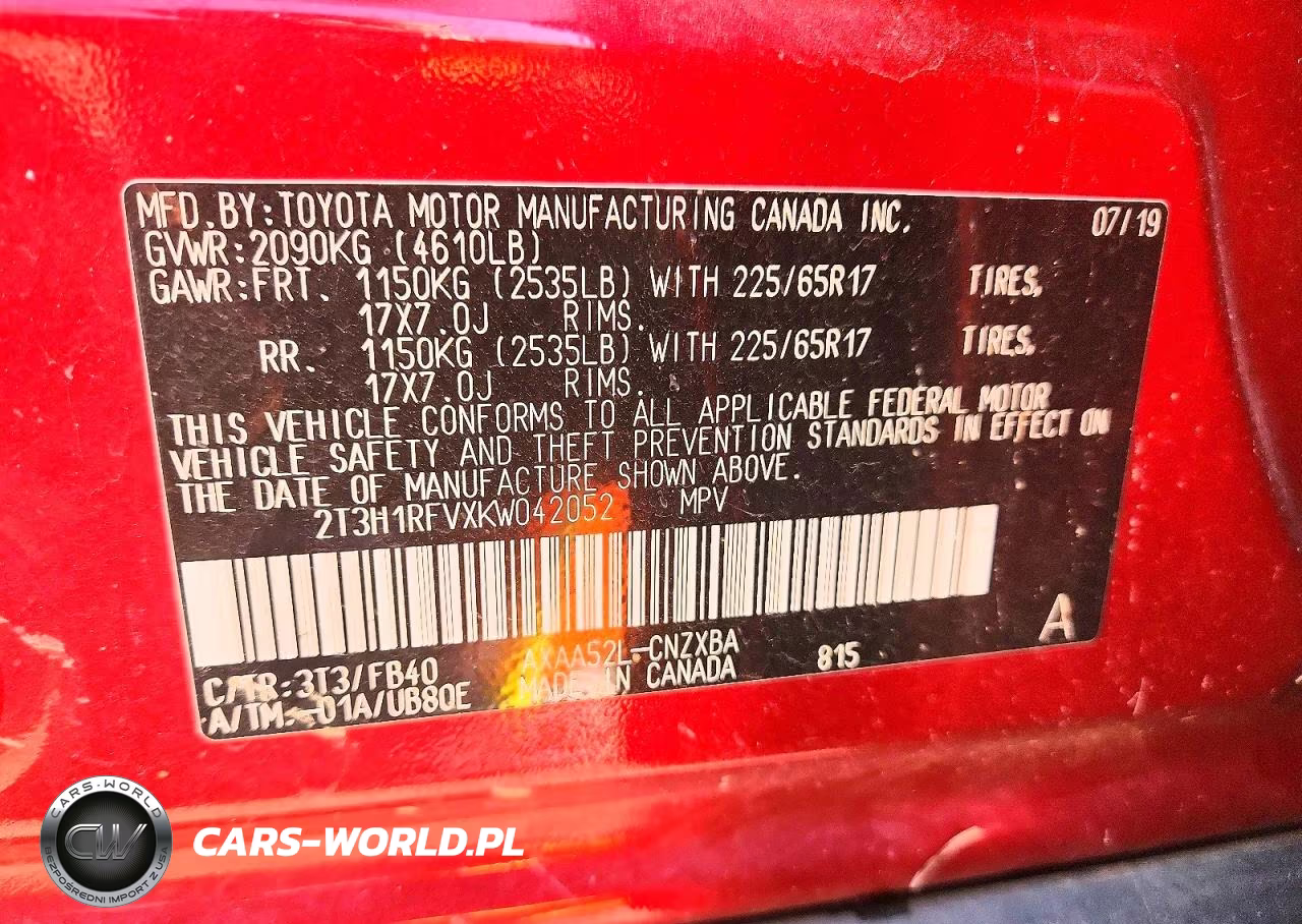 2019 Toyota Rav4 Le VIN:2T3H1RFVXKW042052 - 13