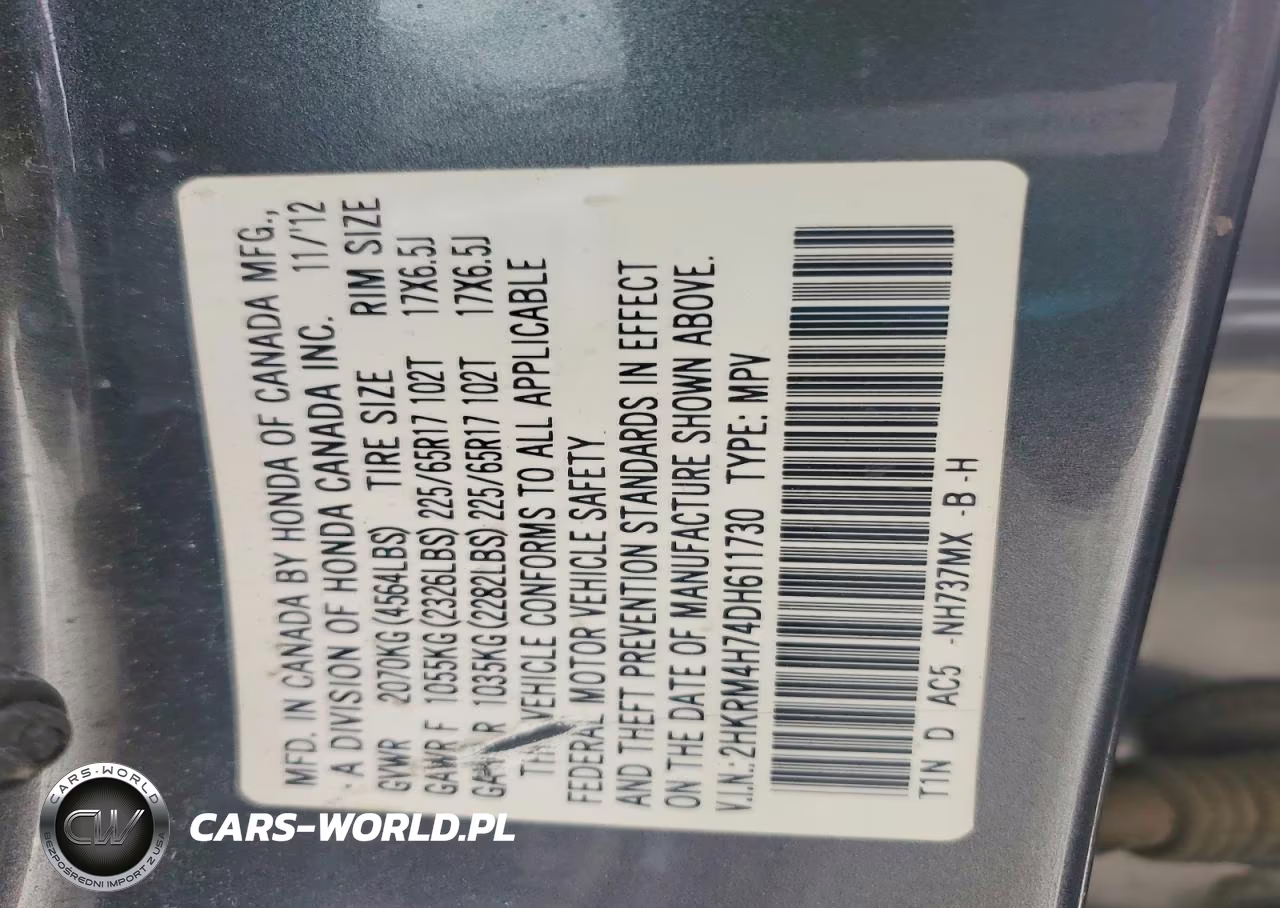 2013 Honda Cr-V Exl VIN:2HKRM4H74DH611730 - 14