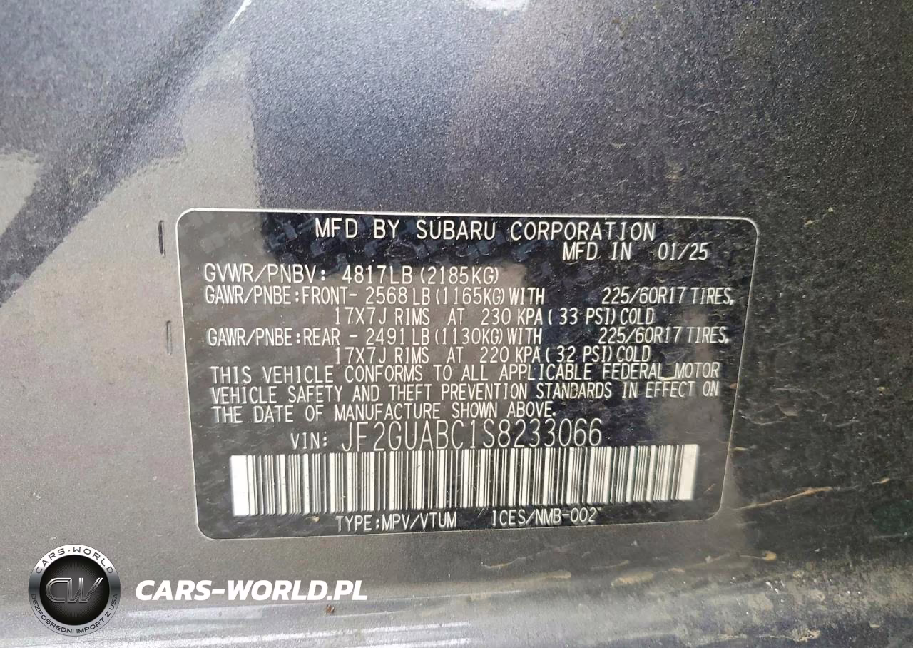 2025 Subaru Crosstrek VIN:JF2GUABC1S8233066 - 12