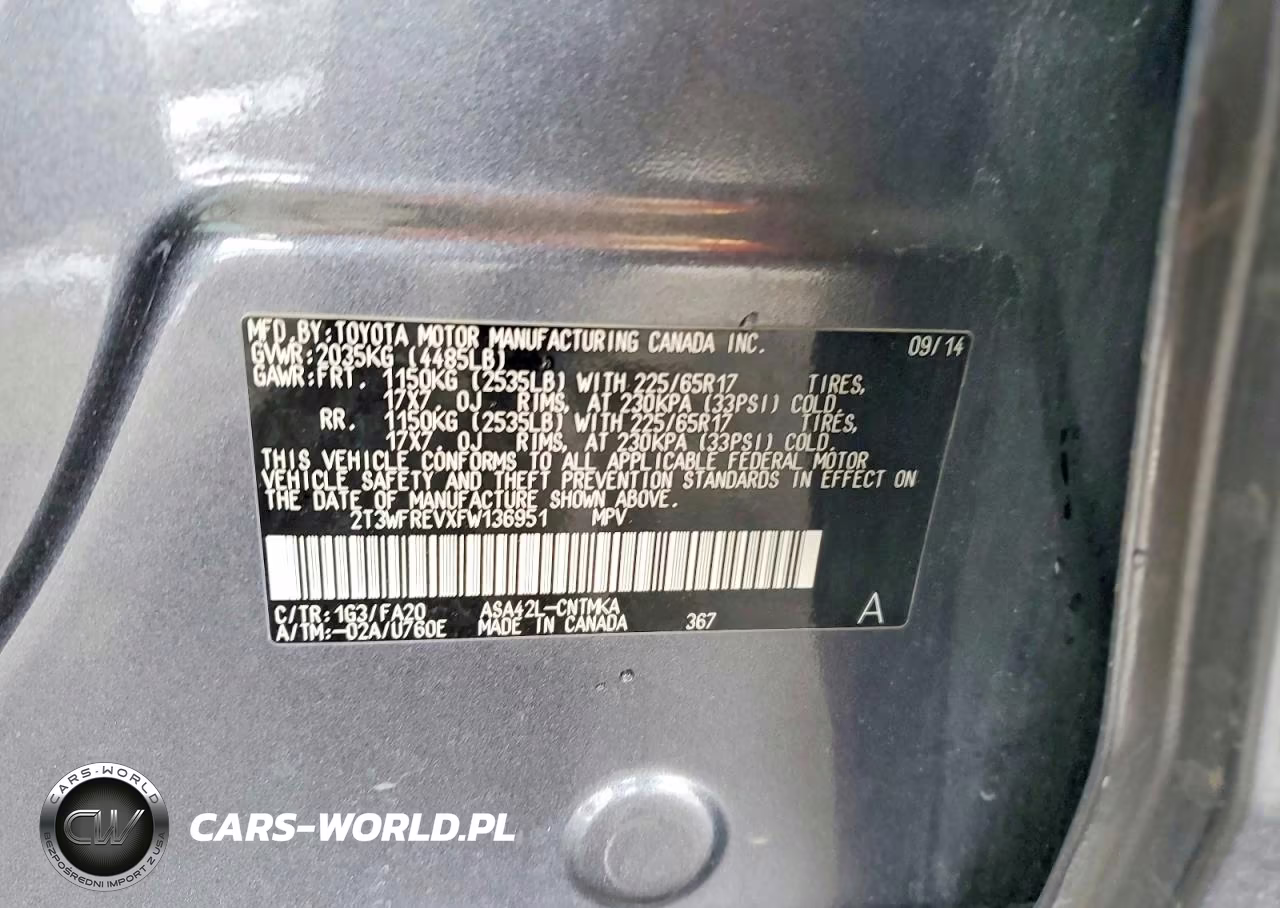 2015 Toyota Rav4 Xle VIN:2T3WFREVXFW136951 - 12