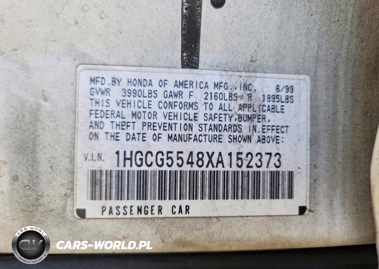 1999 Honda Accord Lx VIN:1HGCG5548XA152373 - 12