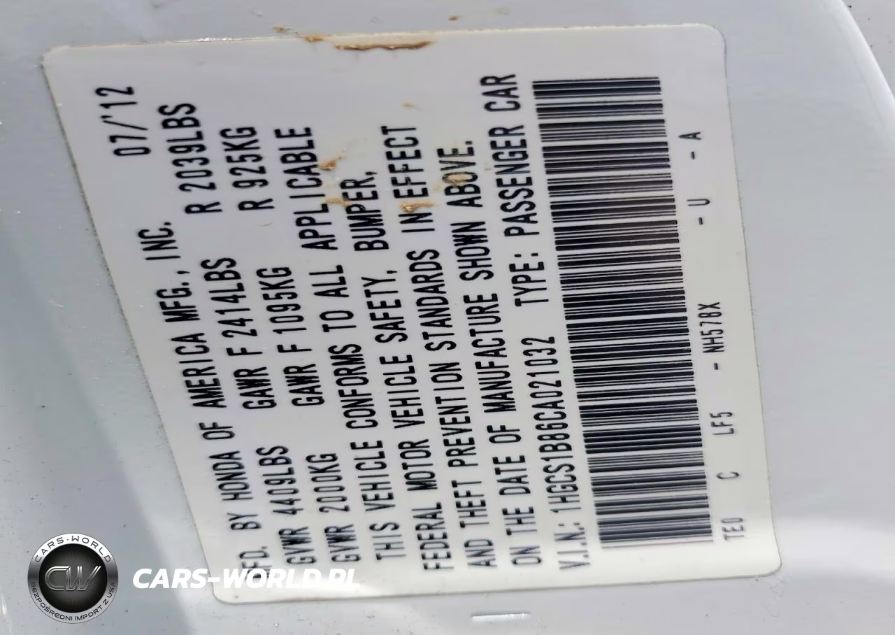 2012 Honda Accord Exl VIN:1HGCS1B86CA021032 - 12