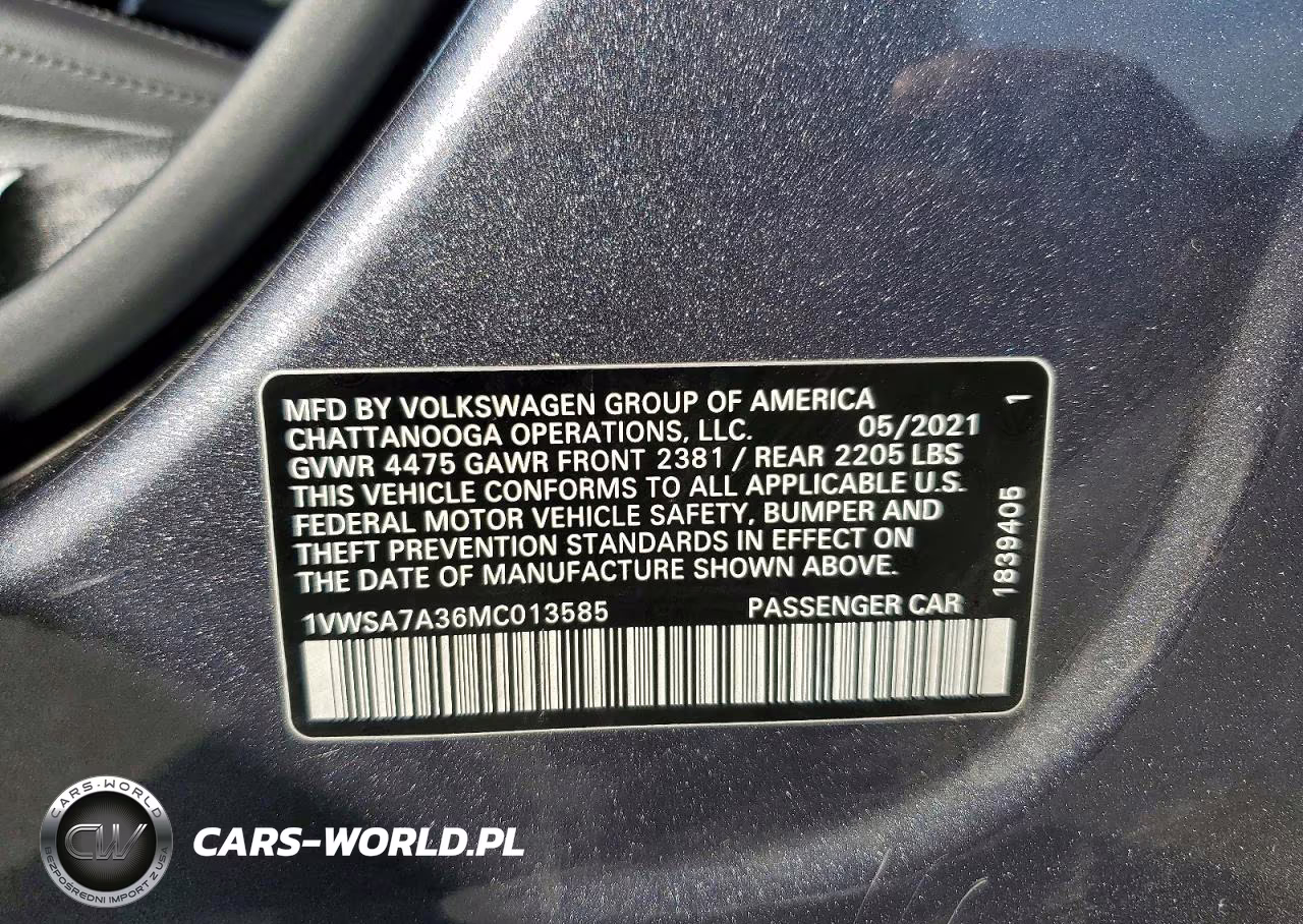 2021 Volkswagen Passat Se VIN:1VWSA7A36MC013585 - 12