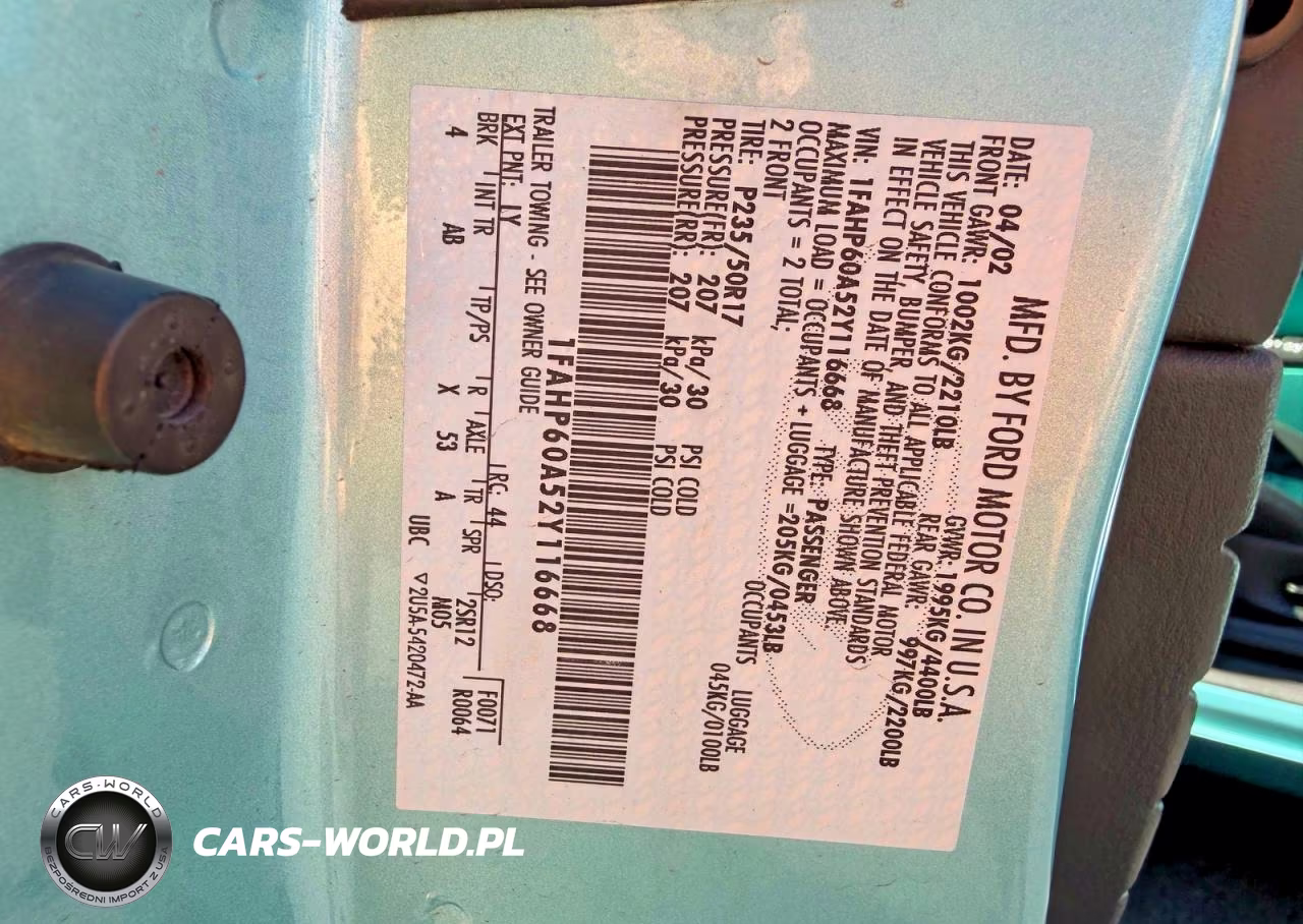 2002 Ford Thunderbird VIN:1FAHP60A52Y116668 - 10