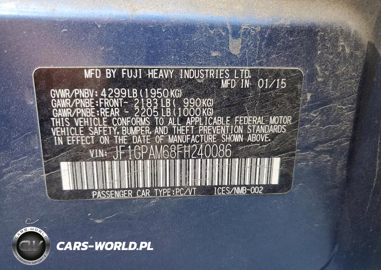 2015 Subaru Impreza Limited VIN:JF1GPAM68FH240086 - 12
