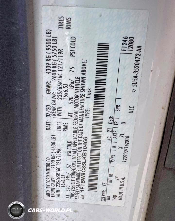 2020 Ford Transit T-350 VIN:1FTBW9C85LKB10466 - 10
