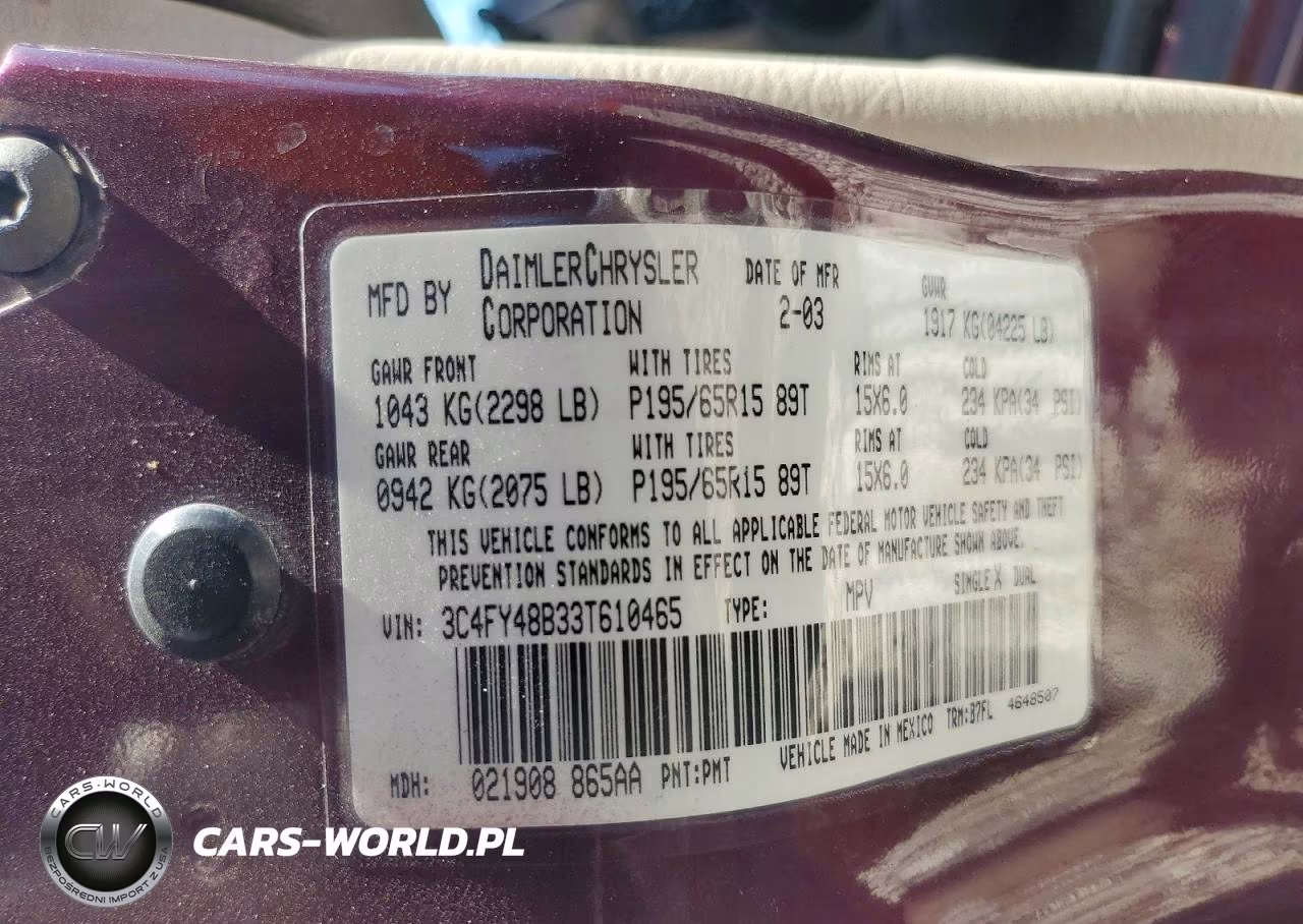 2003 Chry Pt Cruiser VIN:3C4FY48B33T610465 - 12