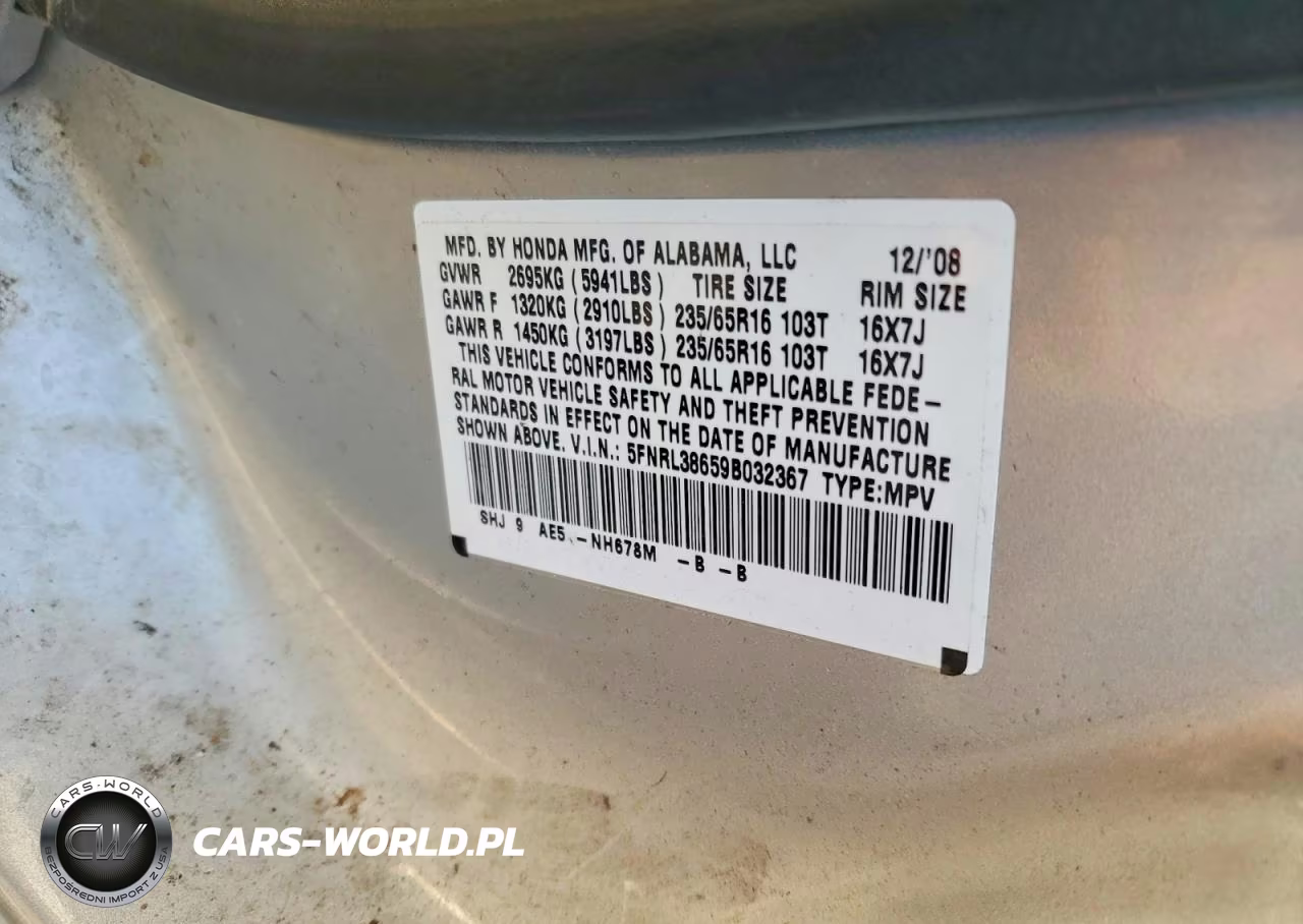 2009 Honda Odyssey Exl VIN:5FNRL38659B032367 - 13