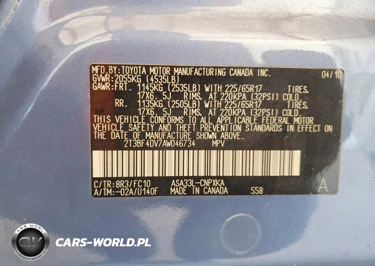2010 Toyota Rav4 Base VIN:2T3BF4DV7AW046734 - 13