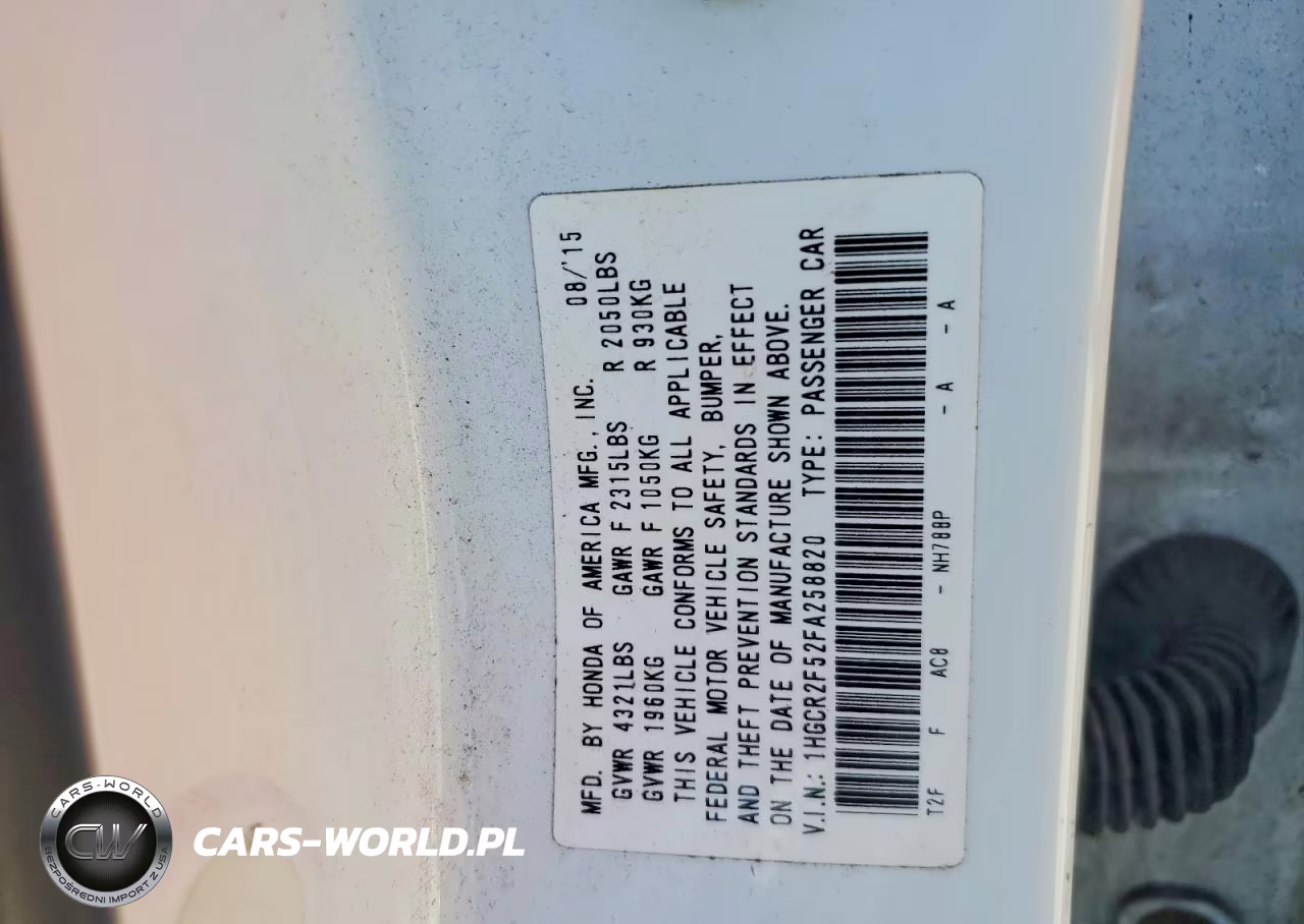 2015 Honda Accord Sport VIN:1HGCR2F52FA258820 - 12