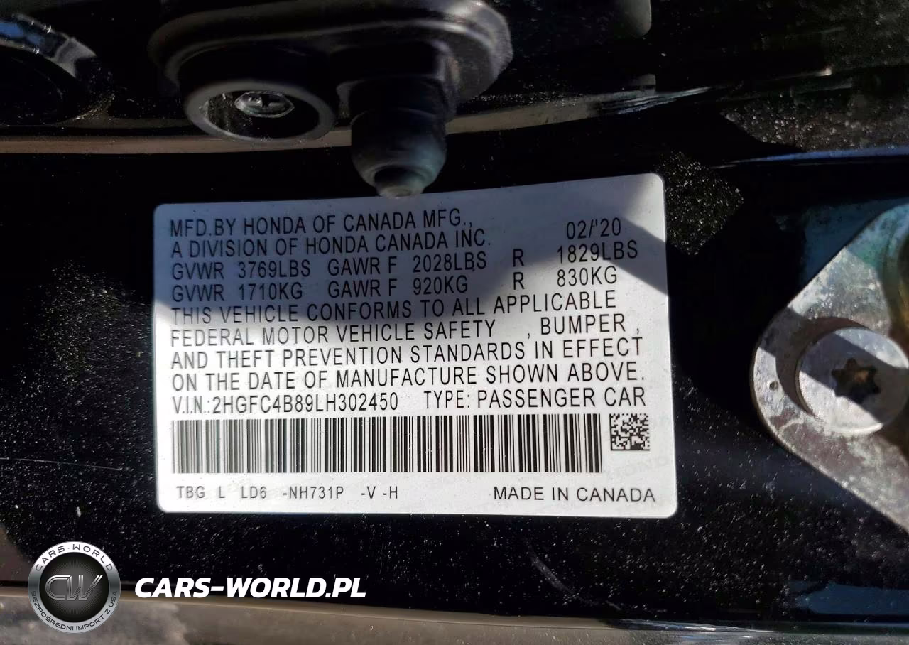 2020 Honda Civic Sport VIN:2HGFC4B89LH302450 - 12