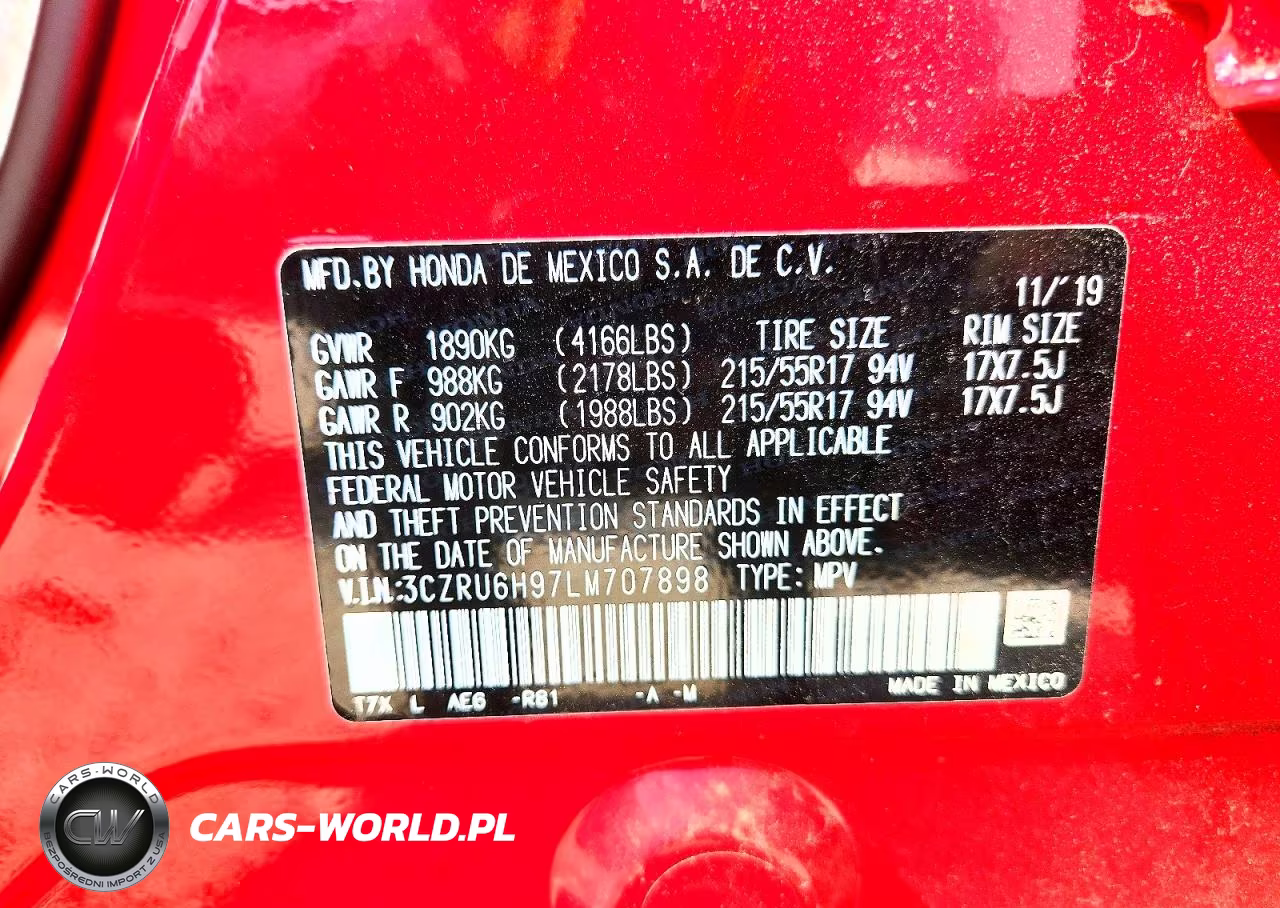 2020 Honda Hr-V Touring VIN:3CZRU6H97LM707898 - 13
